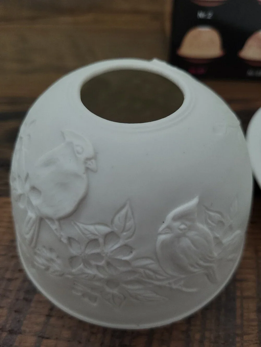 New 2-piece Porcelain Cardinal T-Light Dome Accent Piece. Purchased in Germany